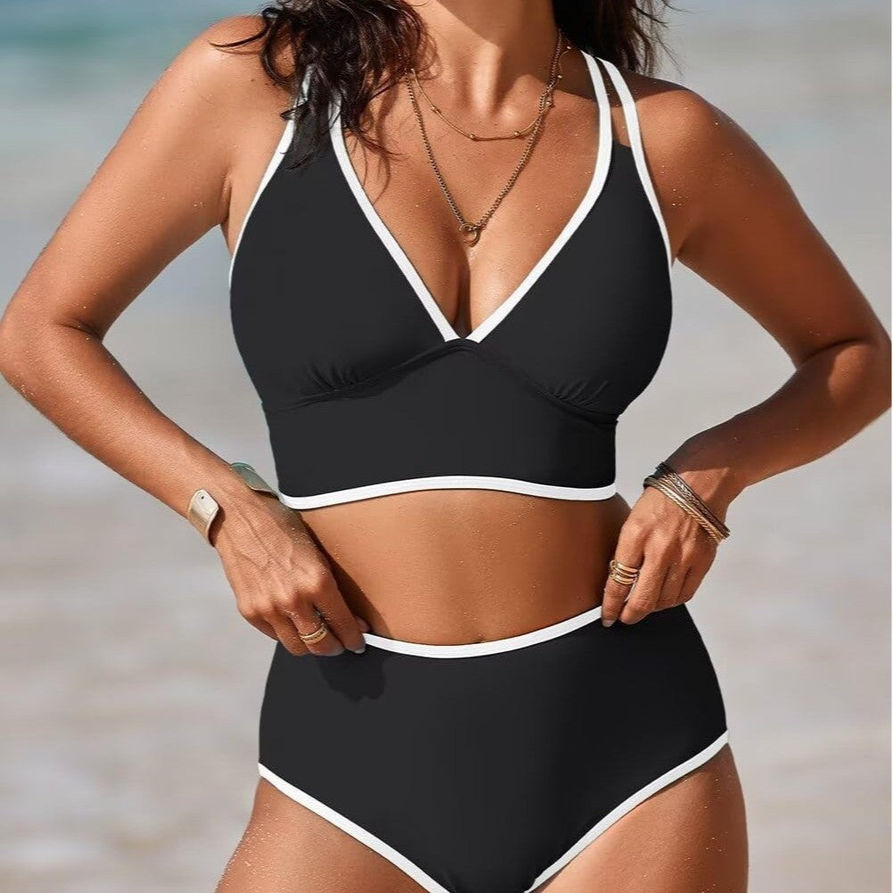 Damen Bikini-Set mit elegantem Hochgeschnittenen Höschen und verstellbaren Trägern R&B