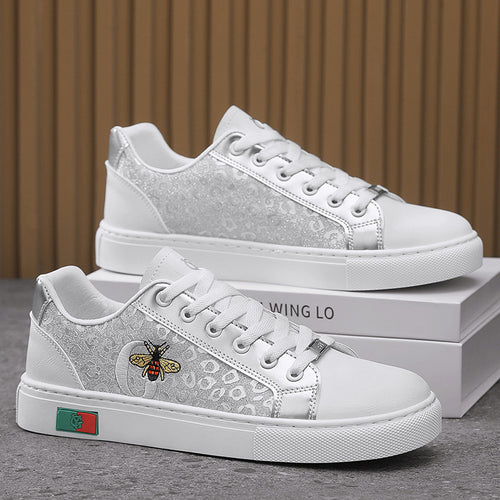 Damen Sneaker mit hochwertigem, verziertem Obermaterial und seitlichem Bienenmotiv R&B
