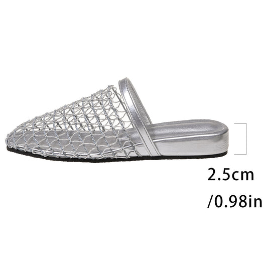 Damen offene Slipper mit eleganten Netzdetails R&B