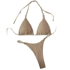 Damen Triangel-Bikini mit geflochtenem Design und verstellbaren Trägern