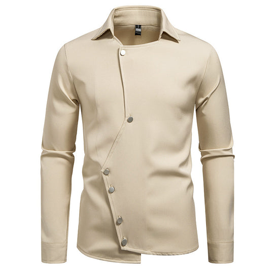 Herren Hemd mit asymmetrischem Knopfdesign und modernem Kragen R&B