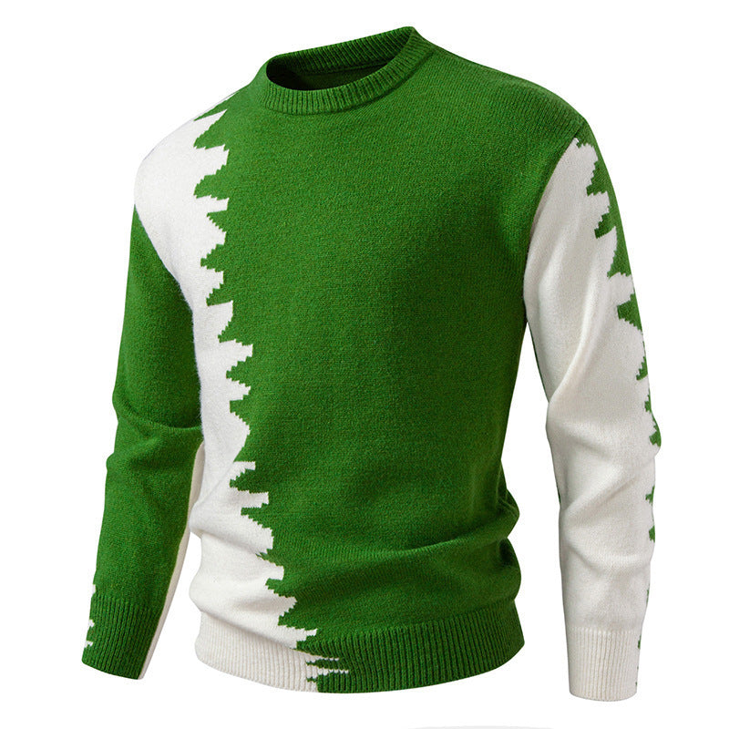 Herren Strickpullover mit kreativem Farbverlauf und klassischem Rundhalsausschnitt R&B