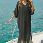 Damen luftiger Strandkaftan mit V-Ausschnitt R&B