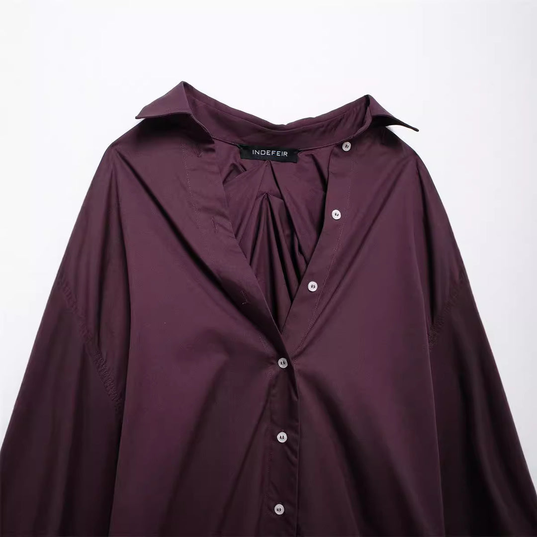 Damen vielseitige Bluse mit lässigem Schnitt und besonderem Falten-Design R&B