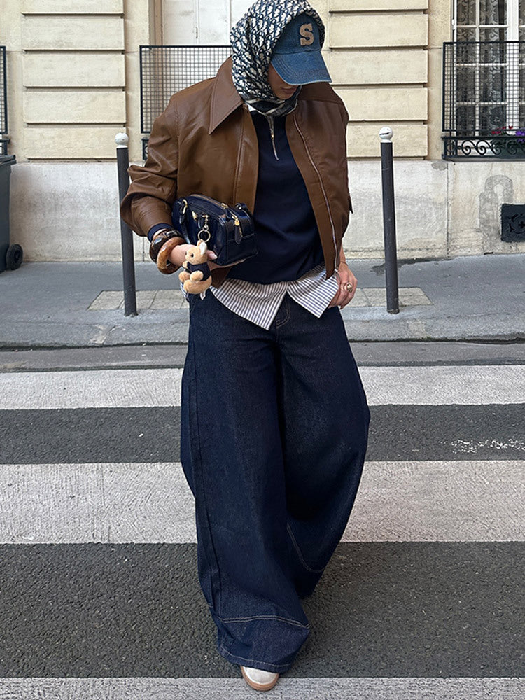 Damen Kunstlederjacke im modernem Cropped-Stil R&B