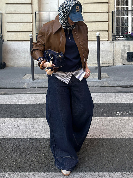 Damen Kunstlederjacke im modernem Cropped-Stil R&B