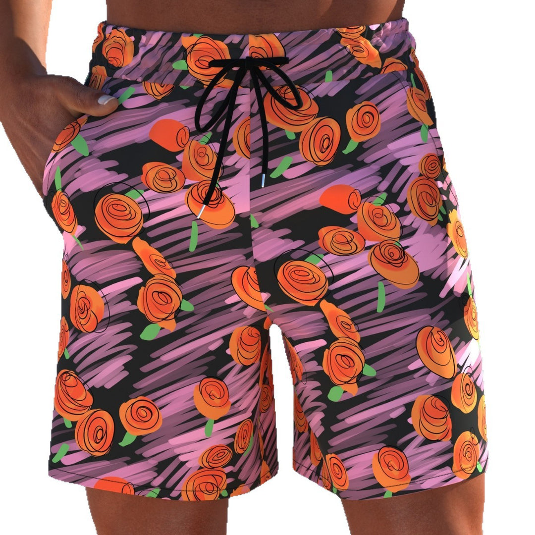 Herren Badeshorts mit modernem Streifen-Design und elastischem Bund R&B