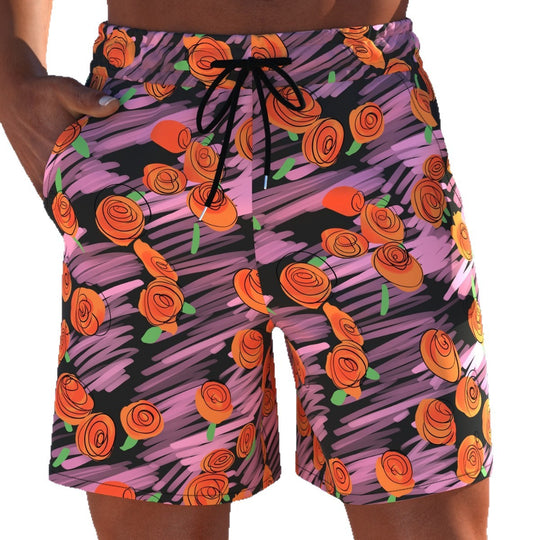 Herren Badeshorts mit modernem Streifen-Design und elastischem Bund R&B