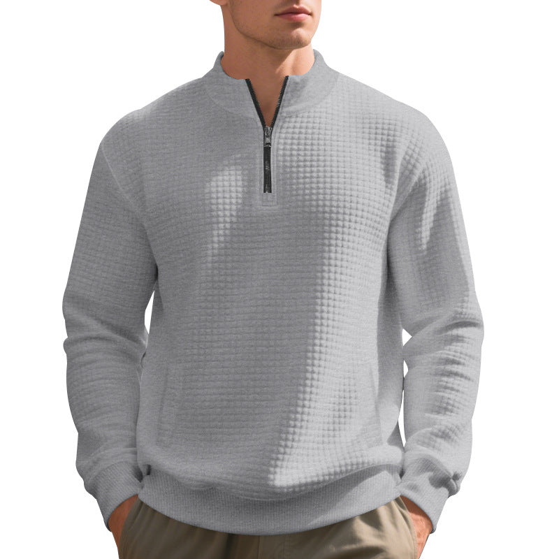 Herren Sweatshirt mit halbem Reißverschluss und strukturiertem Design R&B