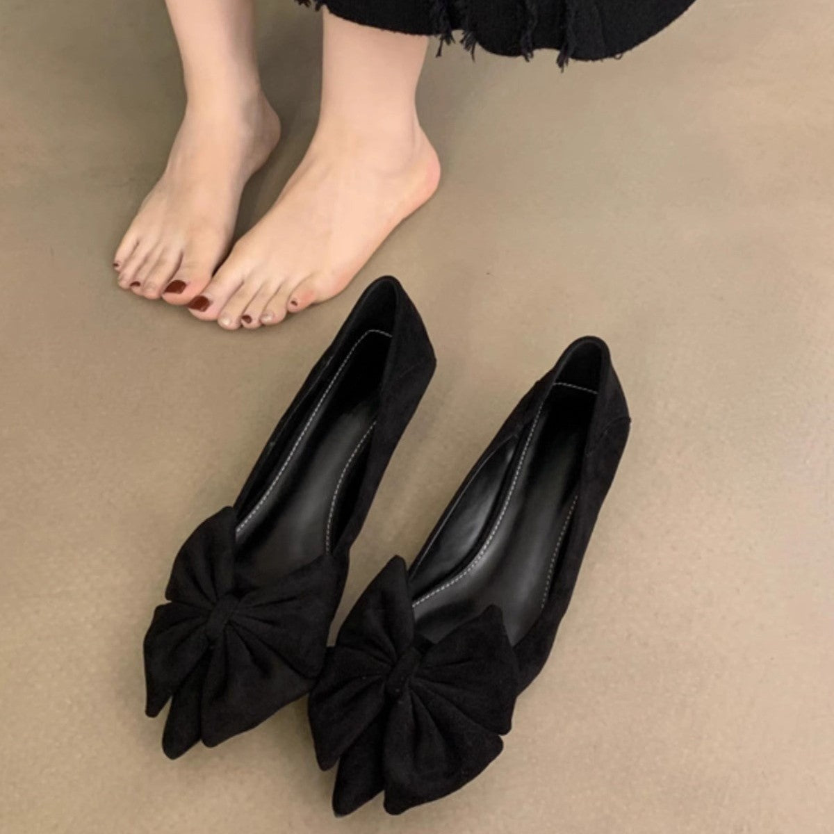 Damen elegante Ballerinas mit dekorativer Schleifenverzierung R&B
