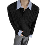 Damen Strickpullover mit hochwertigem Kabelmuster und Kragen R&B