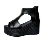 Damen Wedge-Sandaletten mit modischem Reißverschluss und anatomischem Fußbett R&B