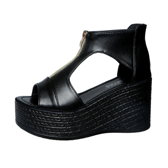 Damen Wedge-Sandaletten mit modischem Reißverschluss und anatomischem Fußbett R&B