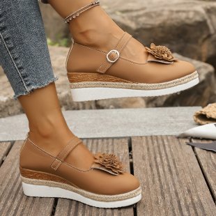 Damen Wedge-Sandaletten mit floraler Verzierungen und komfortabler Sohle R&B