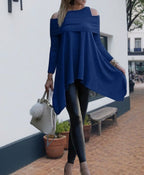 Damen Oversized Oberteil mit schickem Off-Shoulder Design und asymmetrischem Saum R&B