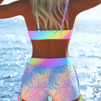 Damen Bikini-Oberteil und Hochschnitt Badeshorts R&B