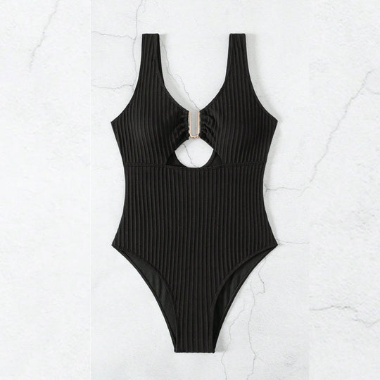 Damen Cut-Out Badeanzug mit elegantem Rippendesign R&B