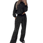 Damen funkelndes Lounge-Outfit mit elastischem Bund und modernem Schnitt R&B