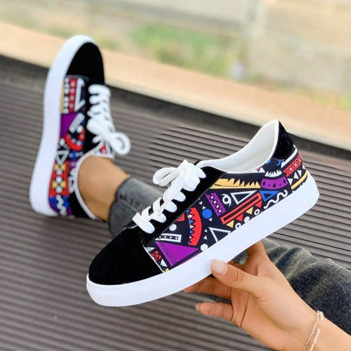 Damen modische Sneakers mit buntem Ethno-Muster R&B