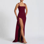Damen Elegantes Maxikleid mit seitlichem Schlitz und raffinierten Raffungselementen R&B