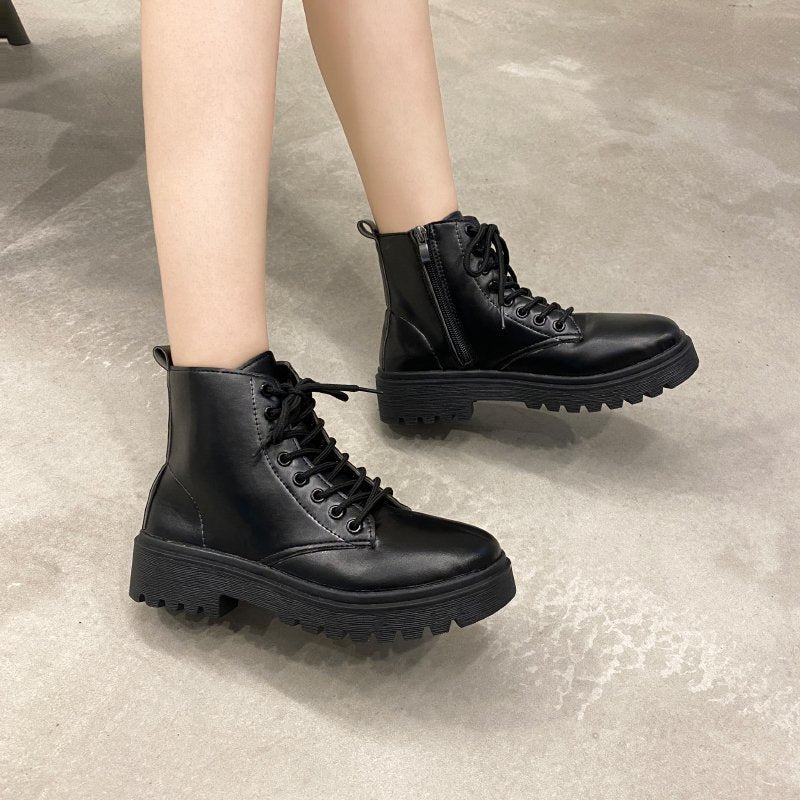 Damen modische Schnürstiefeletten mit robustem Profil R&B
