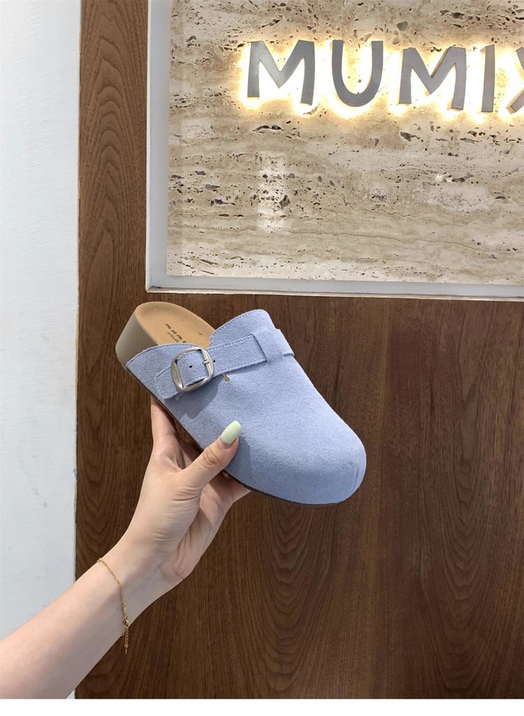 Damen bequeme Clogs mit dekorativem Schnallenverschluss und hochwertigem Veloursleder R&B