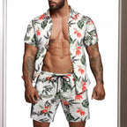 Herren kurzärmliges Hemd und Badeshorts Set R&B