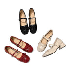 Damen Ballerina Schuhe mit elegantem Riemchen und glänzender Oberfläche EB