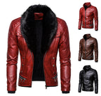 Herren Kunstlederjacke mit luxuriösem Fellkragen