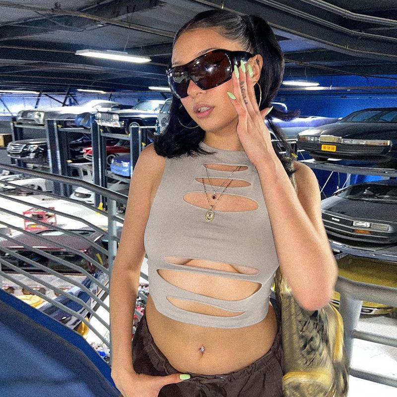 Damen Cut-Out Crop-Top R&B
