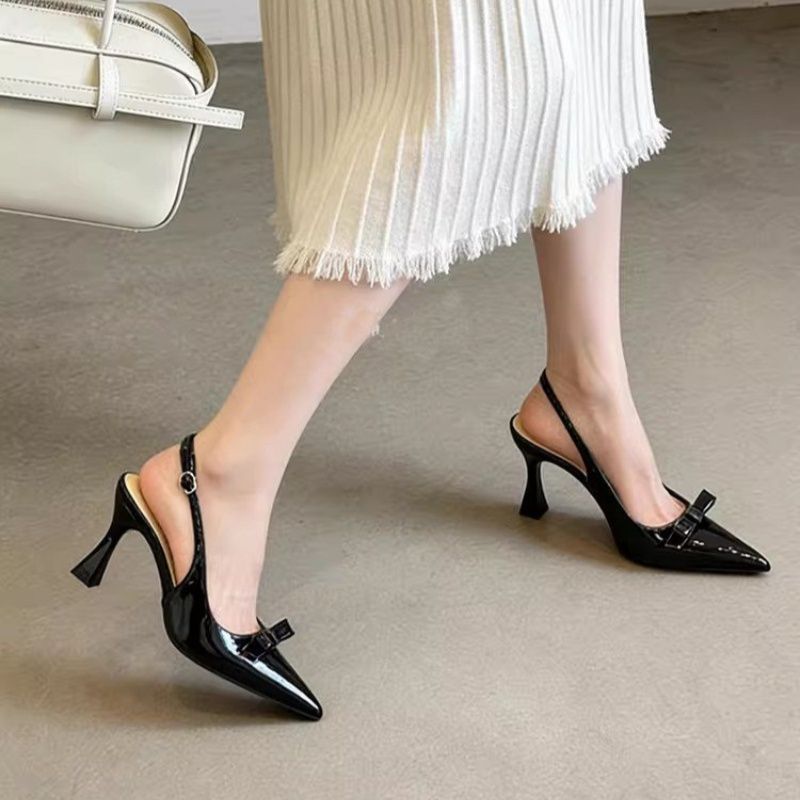 Damen elegante Slingback-Pumps mit zierlicher Schleifenverzierung R&B