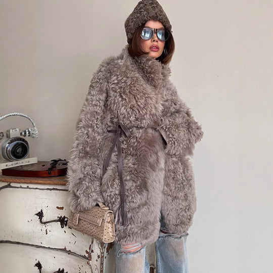 Damen Kuschelige Kunstfelljacke R&B