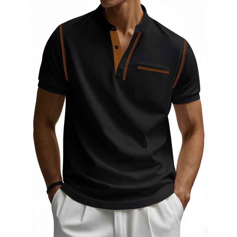 Herren Polo-Shirt mit modischem Henley-Kragen und praktischer Brusttasche