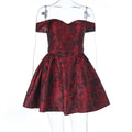 Damen Off-Shoulder Cocktailkleid mit floralem Jacquard-Muster