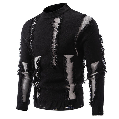 Herren moderner Strickpullover mit trendigen Fransen und einzigartigem Design R&B