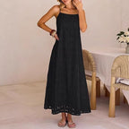 Damen Maxikleid mit filigranem Lochmuster R&B