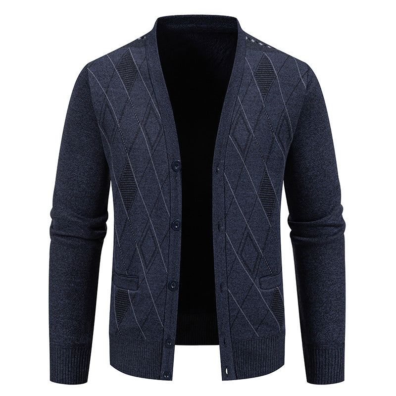 Herren Strickjacke mit eleganter Rautenstruktur R&B