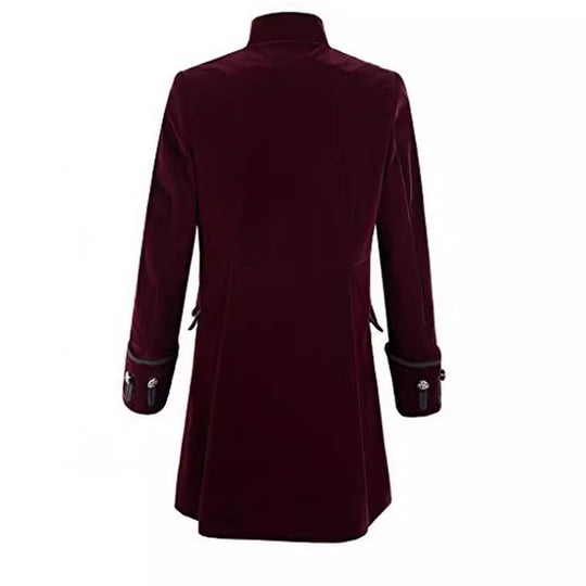 Damen eleganter Samtmantel mit dekorativen Knöpfen R&B