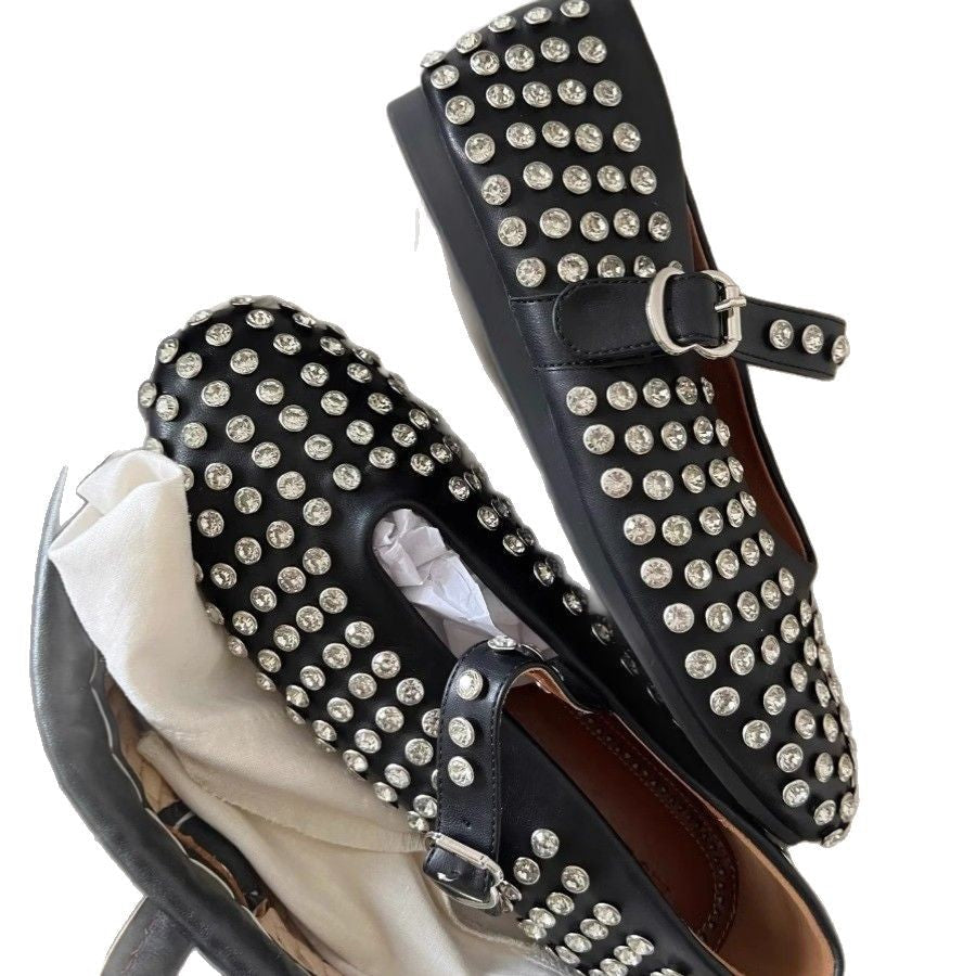 Damen Ballerinas mit funkelnden Strassverzierungen R&B