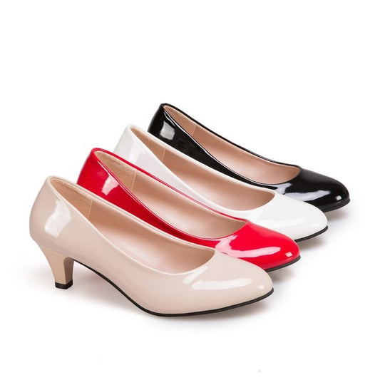 Damen elegante Lackleder-Pumps mit komfortablem Blockabsatz R&B