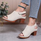 Damen Clogs mit elegantem offenes Design und komfortablem Blockabsatz R&B
