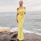 Damen Elegantes Wickelkleid mit Off-Shoulder Design und Drapierungseffekt R&B