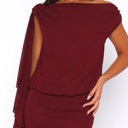 Damen Asymmetrisches Kurzarmkleid mit modernen Rüschendetails R&B