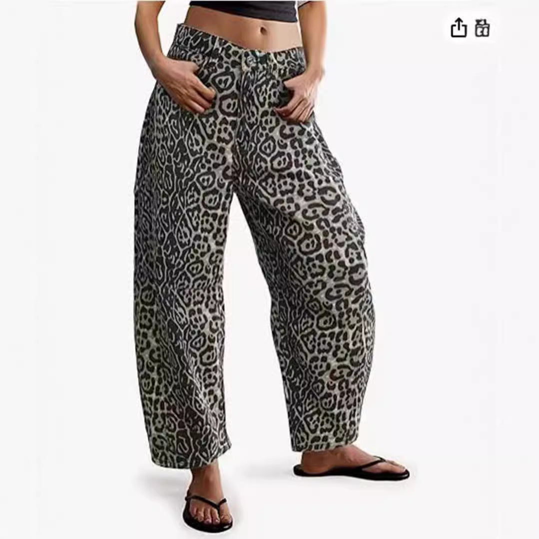 Damen Leichte Sommerhose im Leopardenmuster R&B