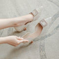 Damen elegante Sling-Pumps mit kunstvollem Blumenrelief und funkelndem Schmuck