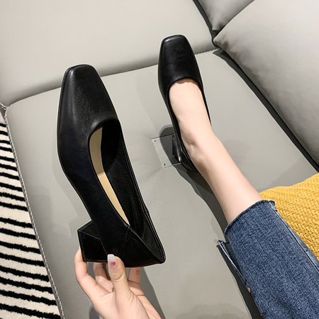 Damen elegante Blockabsatz-Pumps mit geschmeidiger Oberfläche