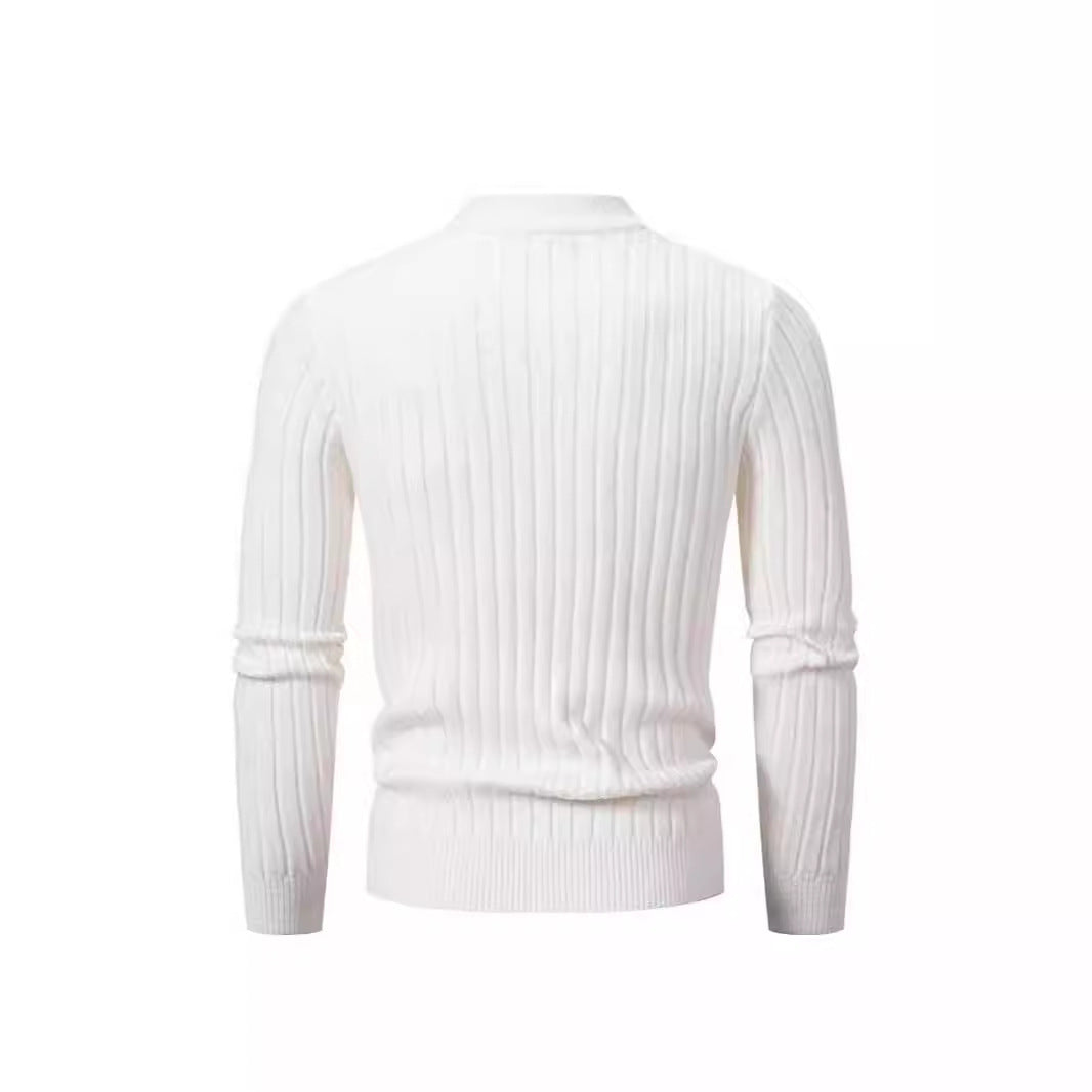 Herren Strickpullover mit Stehkragen und Kabelmuster