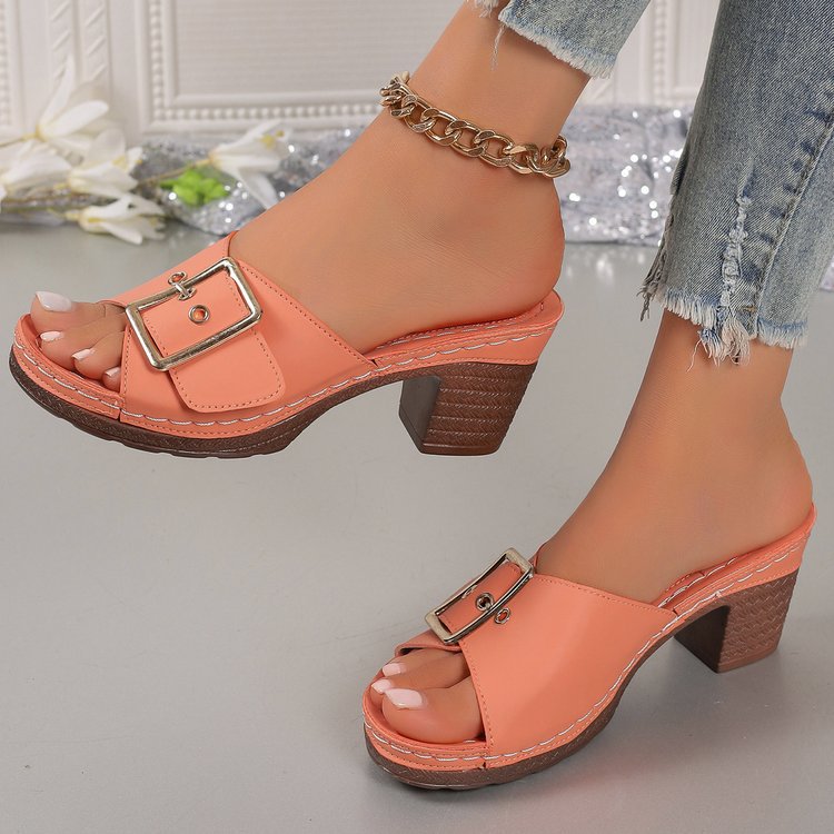 Damen Elegante und bequeme Plateau-Sandalen mit dekorativem Schnallenverschluss R&B