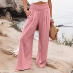 Damen weite Sommerhose mit elastischem Bund und elegantem Faltenwurf R&B