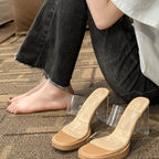 Damen transparente Mules mit blockiertem Absatz R&B